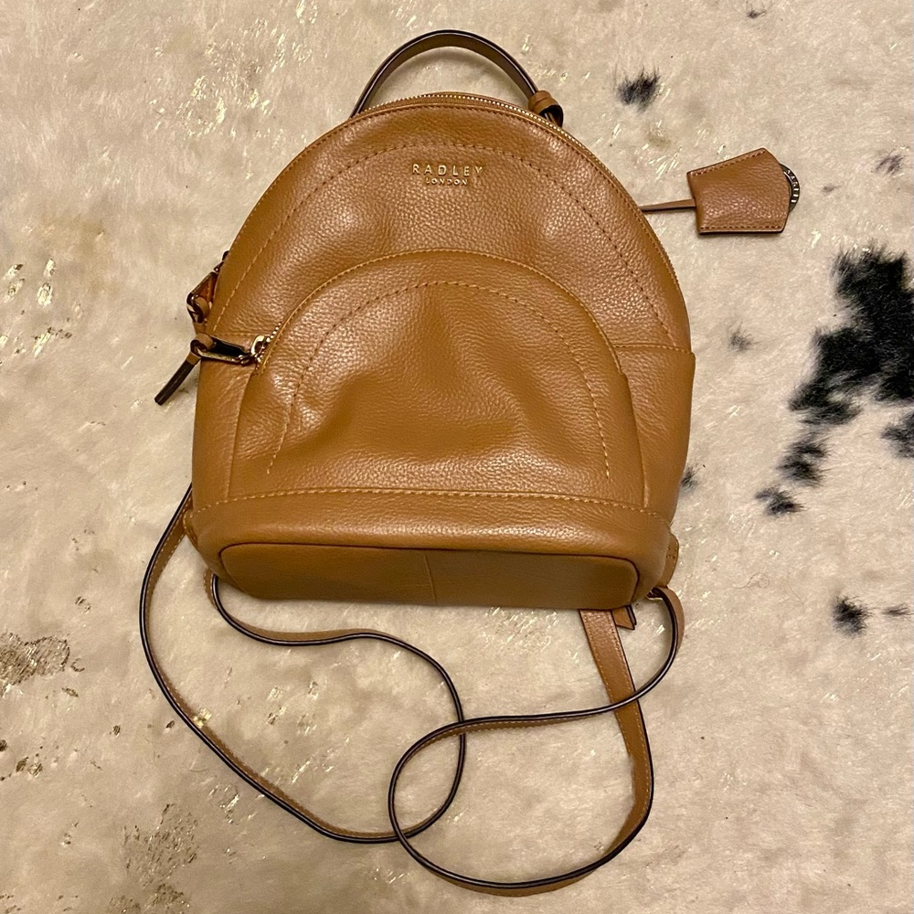 Radley Tan Italian Leather Backpack Purse – Like New